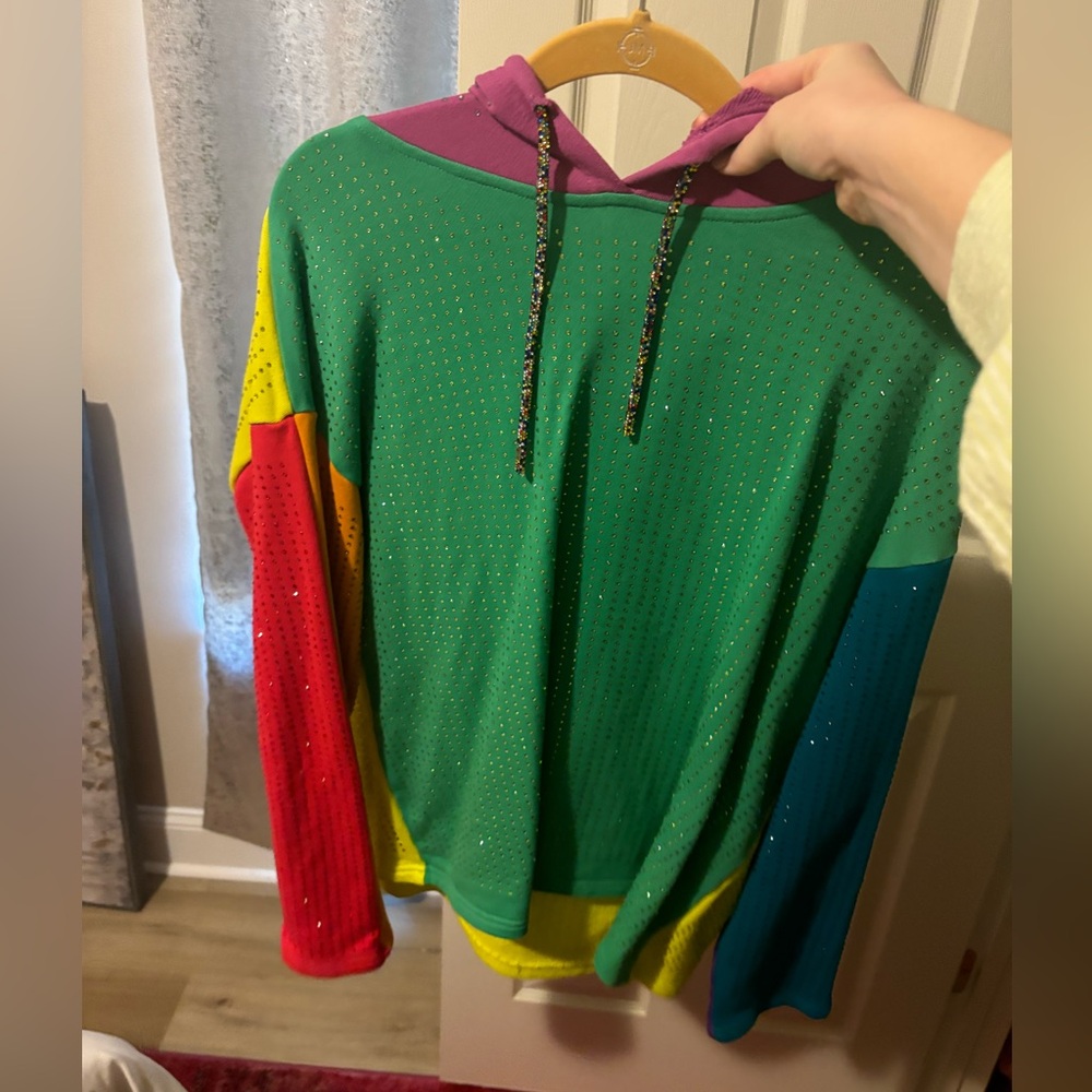 Queen of sparkles color block hoodie